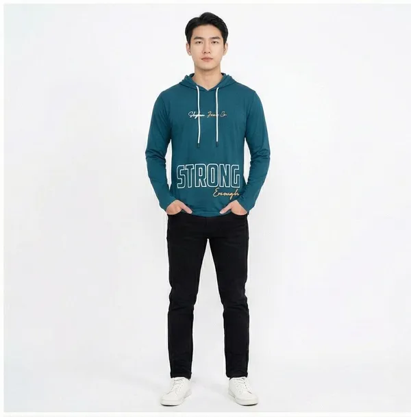 SKYBEN_Printed_Men_Hooded_Neck_Teal_T_Shirt