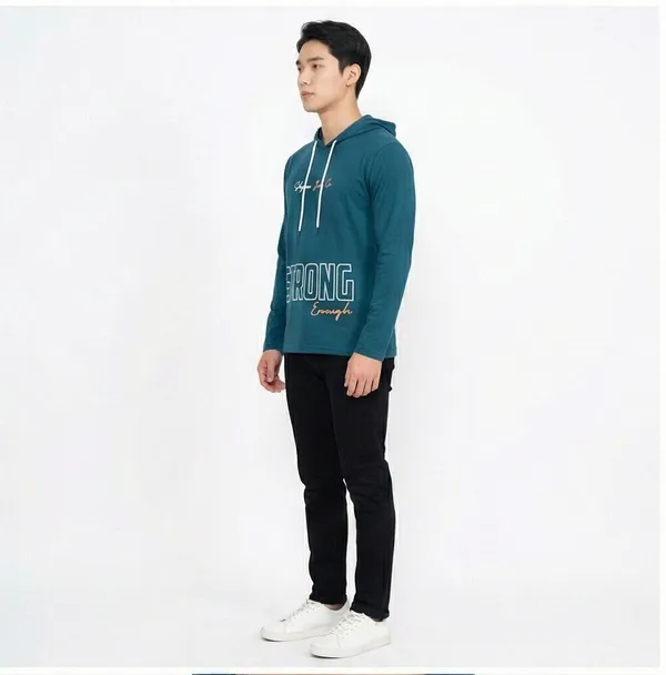 SKYBEN_Printed_Men_Hooded_Neck_Teal_T_Shirt