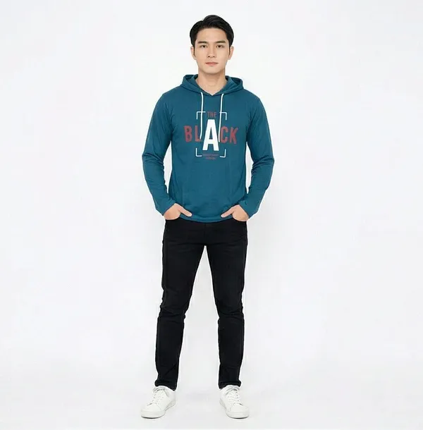 SKYBEN_Printed_Men_Hooded_Neck_Teal_T_Shirt