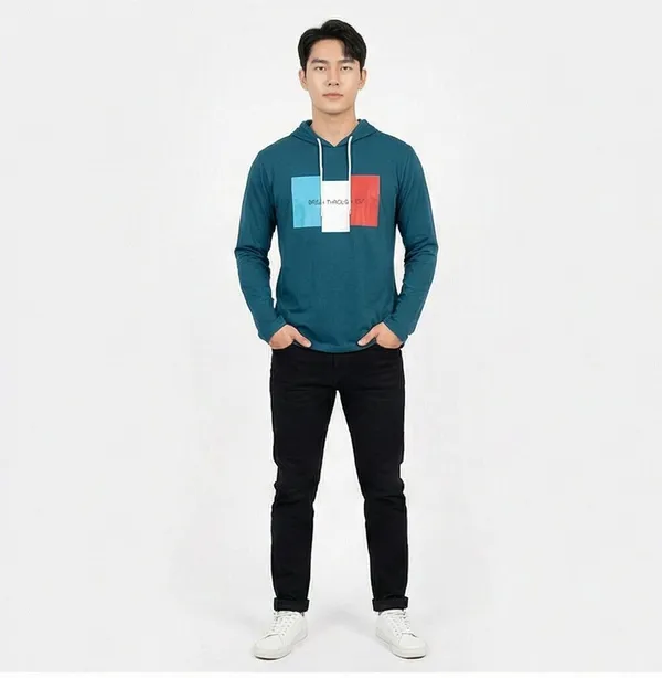 SKYBEN_Printed_Men_Hooded_Neck_Teal_T_Shirt