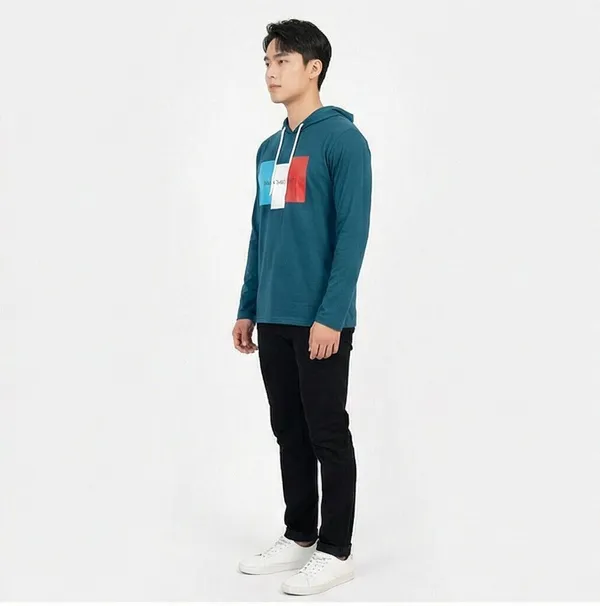 SKYBEN_Printed_Men_Hooded_Neck_Teal_T_Shirt