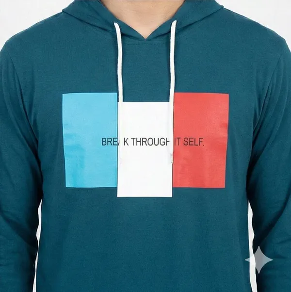 SKYBEN_Printed_Men_Hooded_Neck_Teal_T_Shirt