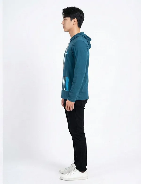 SKYBEN_Printed_Men_Hooded_Neck_Teal_T_Shirt