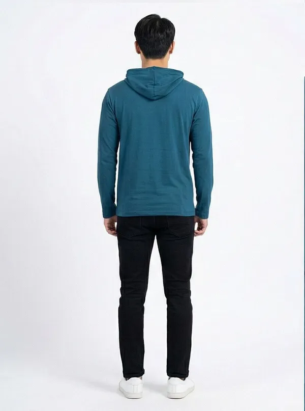 SKYBEN_Printed_Men_Hooded_Neck_Teal_T_Shirt