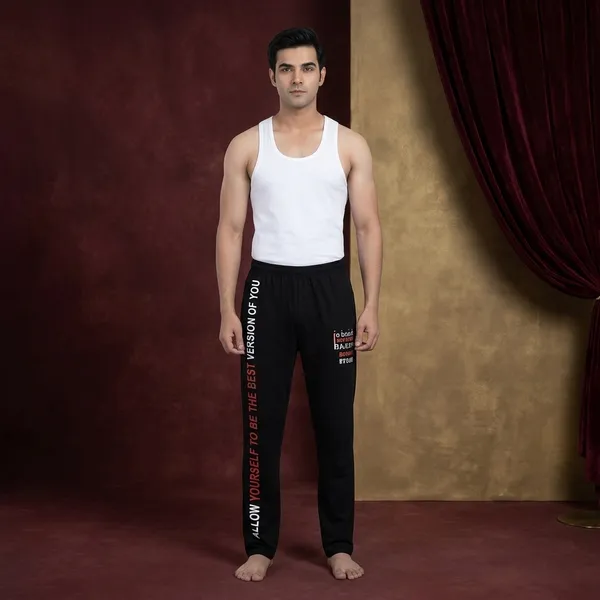 SKYBEN_Self_Design,_Printed_Men_Black_And_Blue_Track_Pants