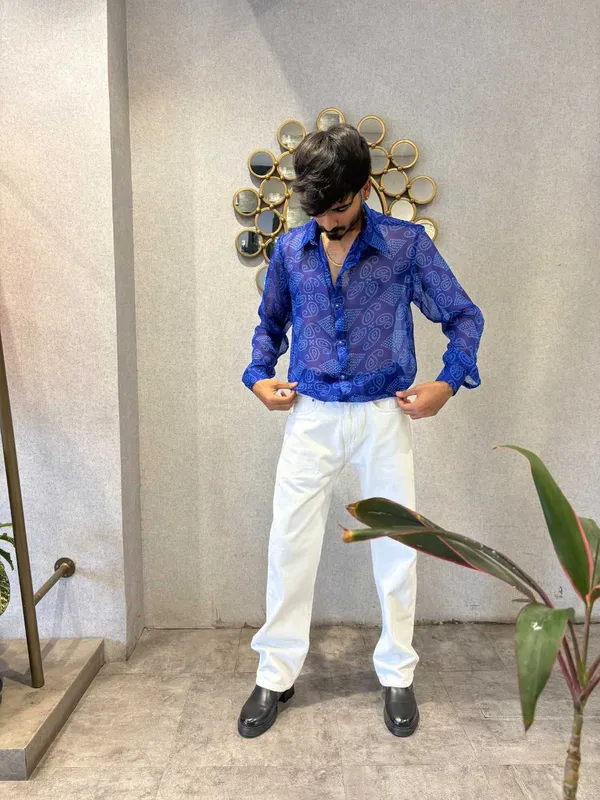 Blue_Bandhej_Chiffon_Shirt