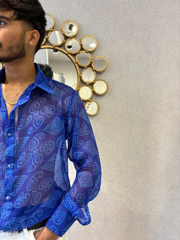 Blue_Bandhej_Chiffon_Shirt