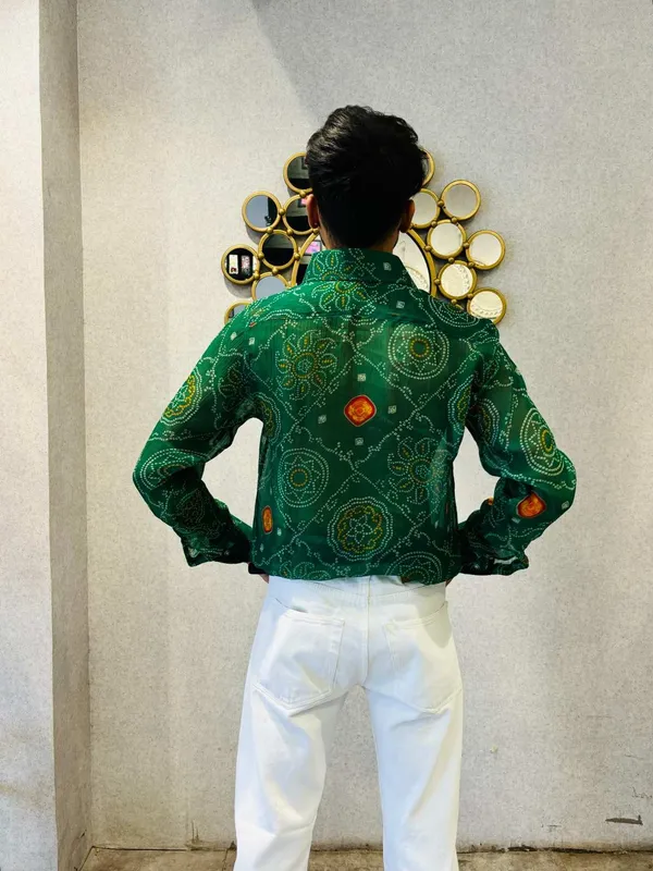 Green_Bandhej_Chiffon_Shirt