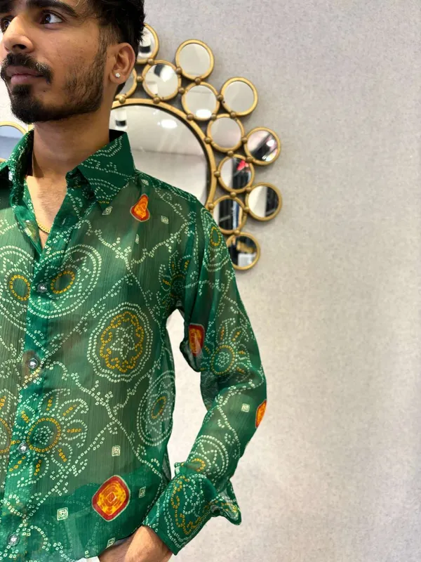 Green_Bandhej_Chiffon_Shirt