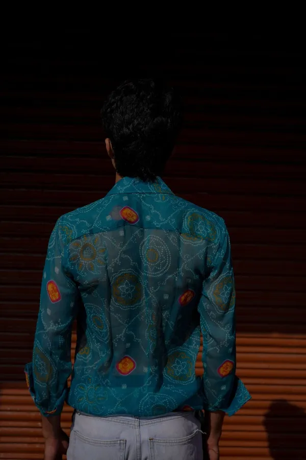 Turquoise_Chiffon_Bandage_Shirt_Aa0764