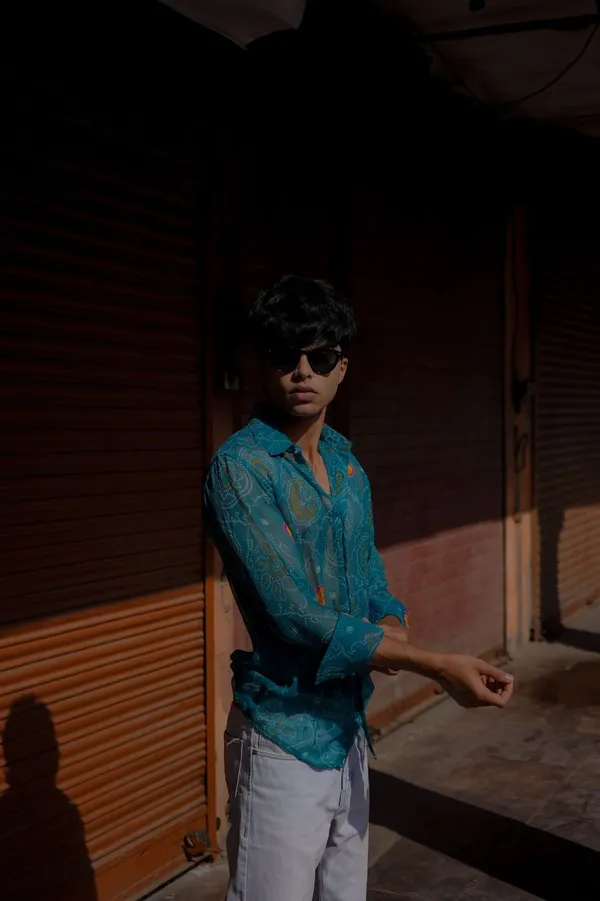 Turquoise_Chiffon_Bandage_Shirt_Aa0764
