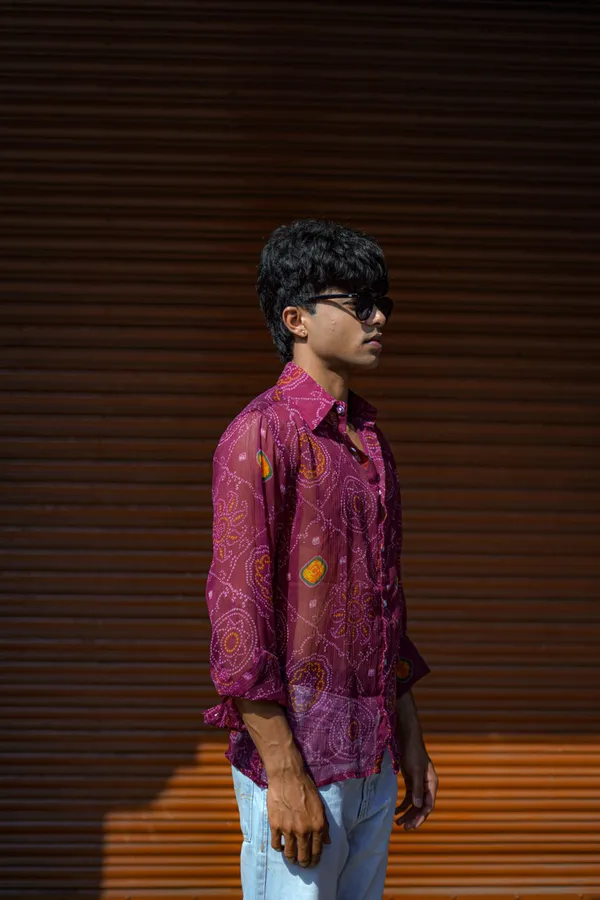 Wine_Chiffon_Bandage_Shirt