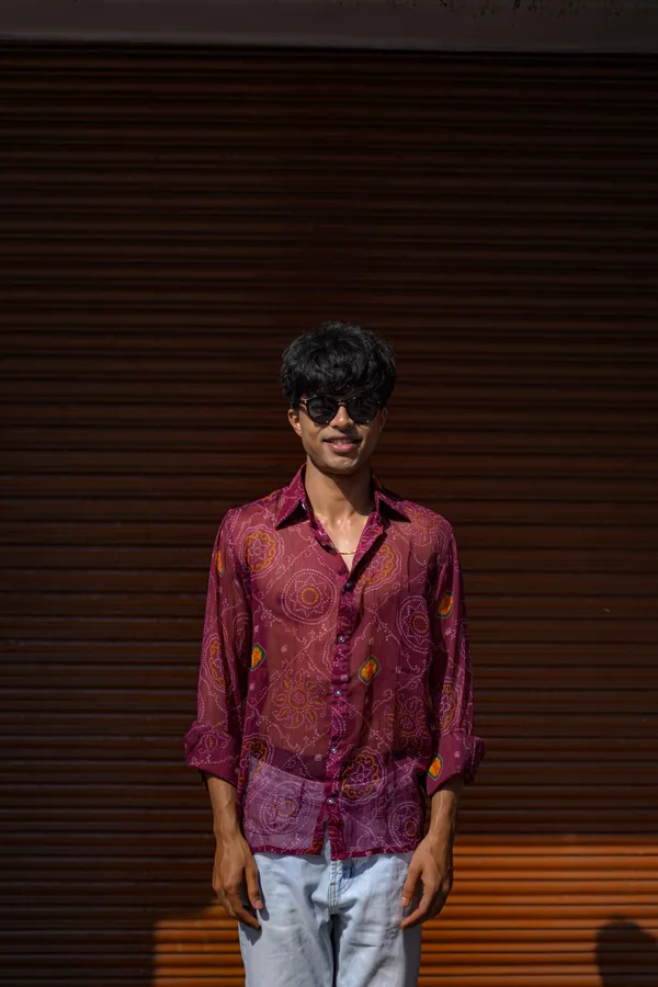 Wine_Chiffon_Bandage_Shirt