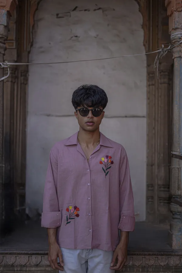 Lavender_Full_Sleeve_Embroidered_Cotton_Slub_Shirt