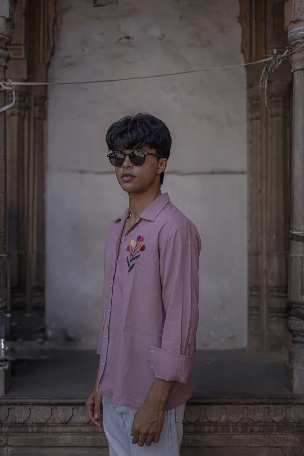 Lavender_Full_Sleeve_Embroidered_Cotton_Slub_Shirt