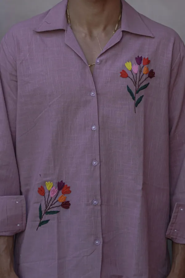 Lavender_Full_Sleeve_Embroidered_Cotton_Slub_Shirt