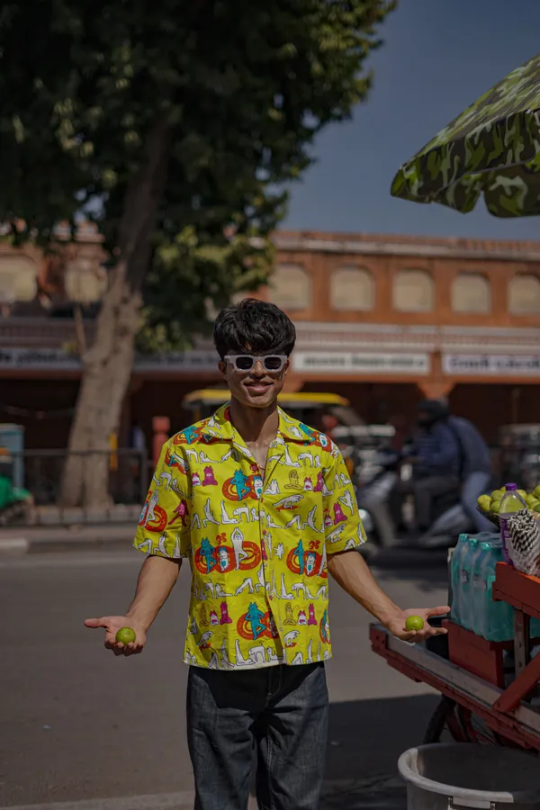 Yellow_Printed_Denim_Shirt