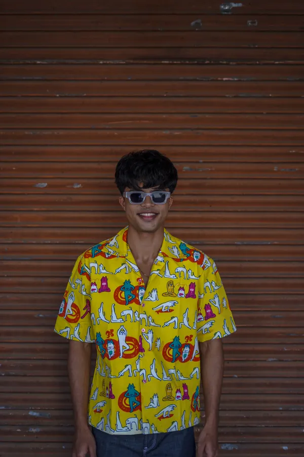 Yellow_Printed_Denim_Shirt