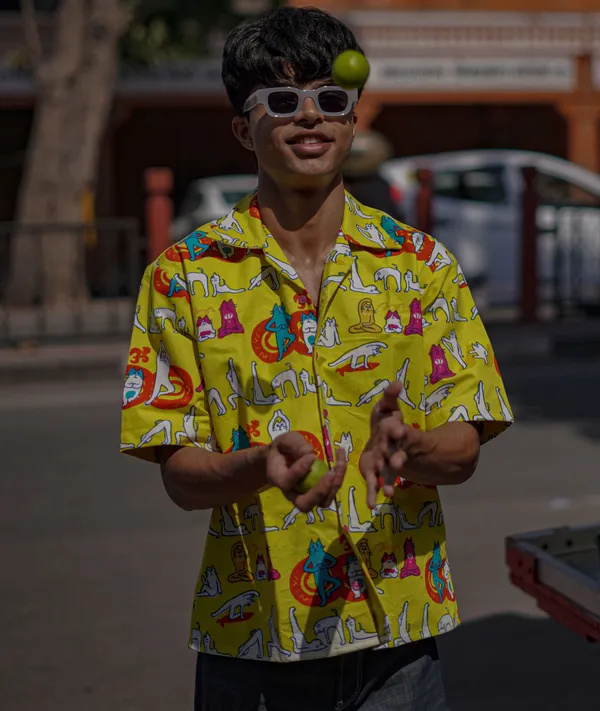 Yellow_Printed_Denim_Shirt