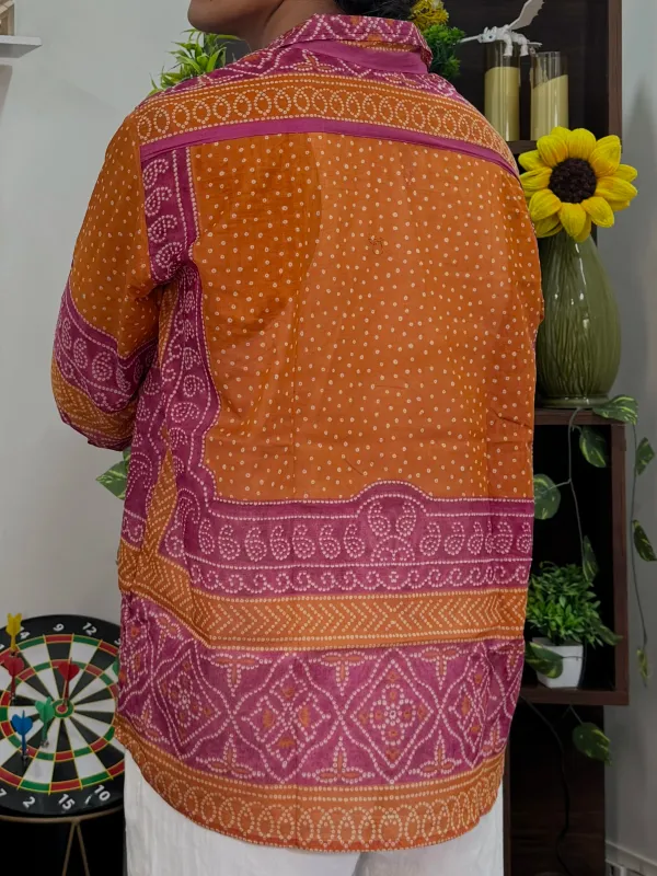 Pink_Orange_Bandhej_Shirt