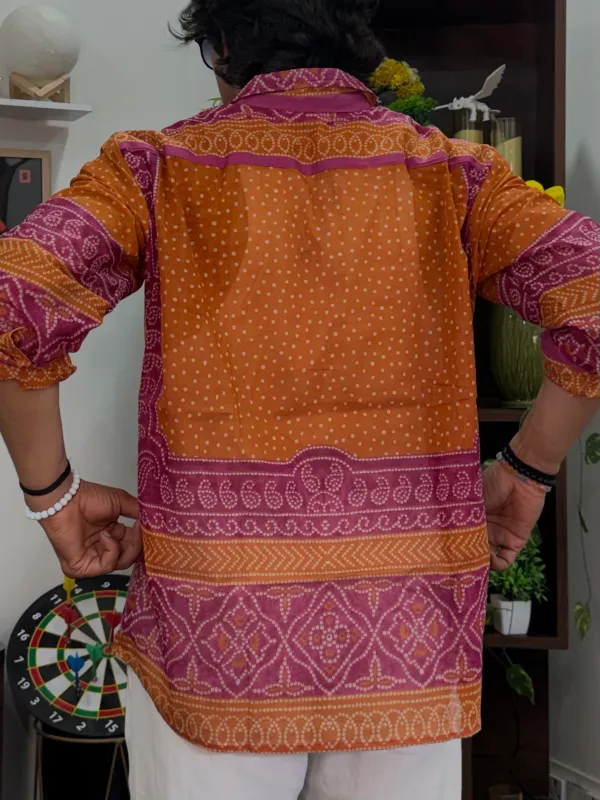 Pink_Orange_Bandhej_Shirt