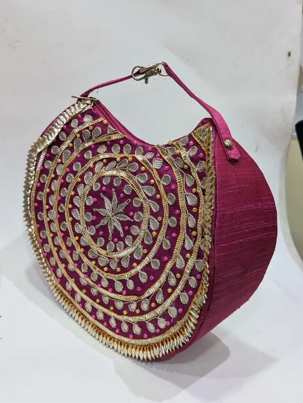 Pink_Silk_Embroidered_Round_Ethnic_Handbag_For_Women
