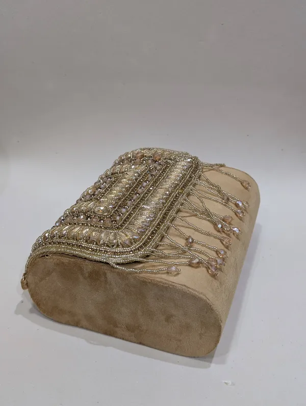 Beige_Silk_Beaded_Embellished_Clutch_Bag_For_Women