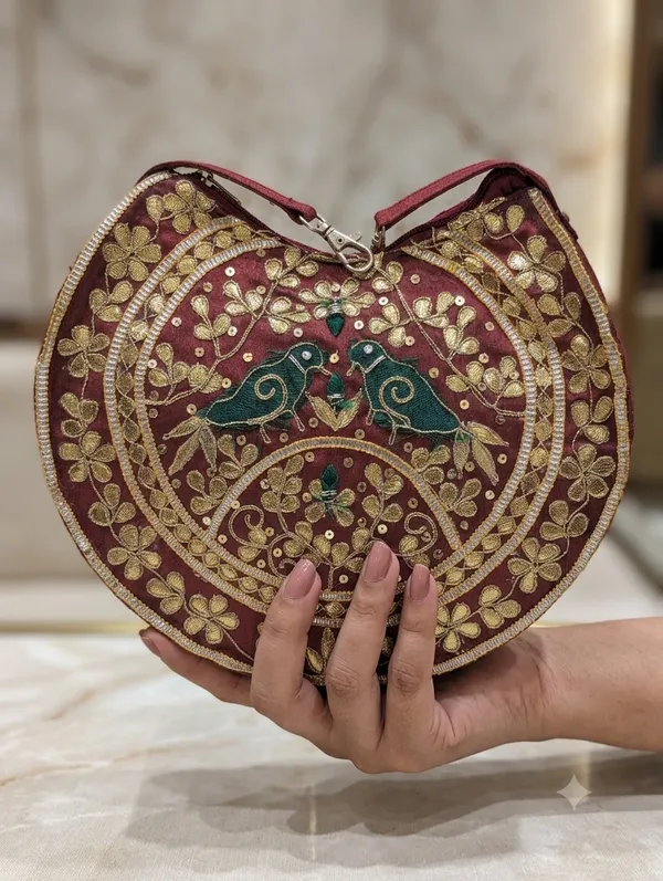 Maroon_Silk_Embroidered_Bird_Motif_Handbag_For_Women