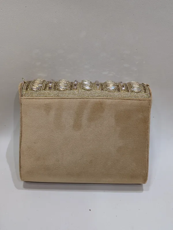 Beige_Silk_Beaded_Embellished_Clutch_Bag_For_Women
