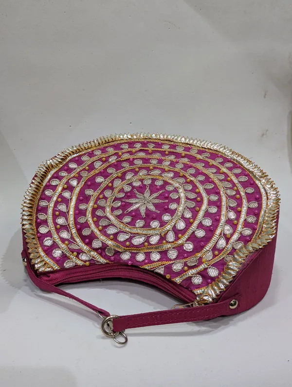 Pink_Silk_Embroidered_Round_Ethnic_Handbag_For_Women