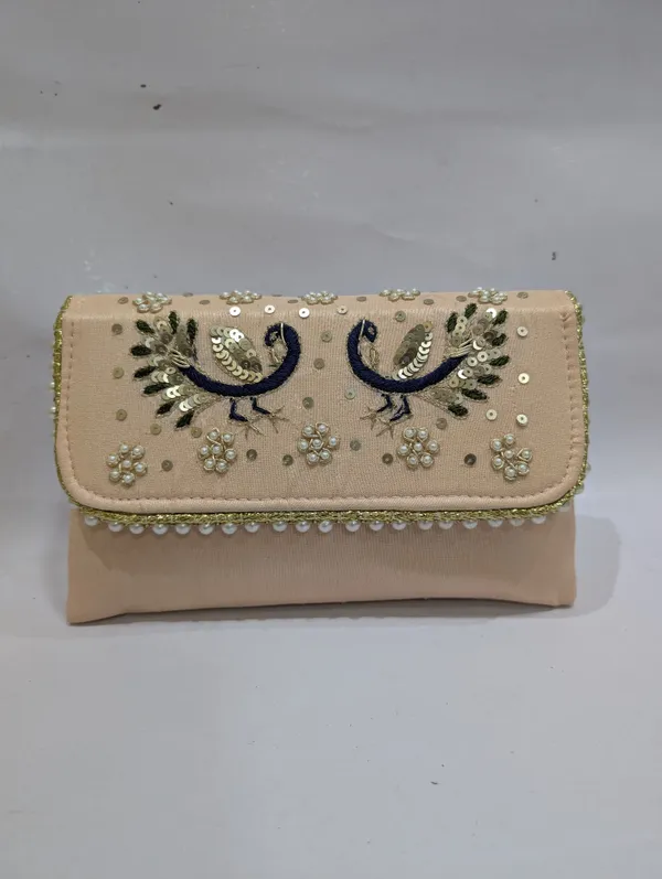 Peach_Silk_Peacock_Embroidered_Sling_Clutch_For_Women
