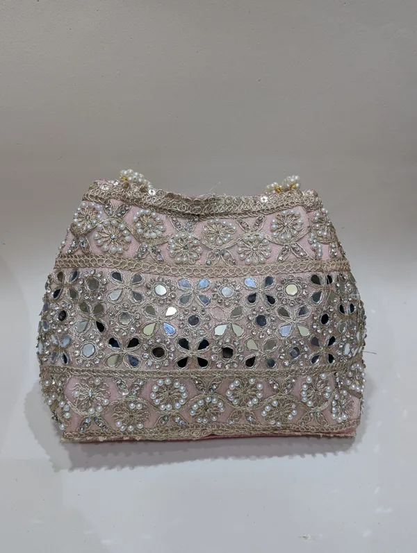 Gajri_Silk_Mirror_Work_Pearl_Handle_Potli_Clutch_For_Women