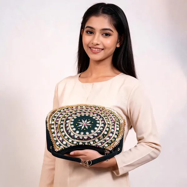 Green_Silk_Gota_Patti_Embroidered_Sling_Bag_For_Women