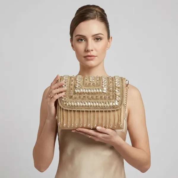Beige_Silk_Beaded_Embellished_Clutch_Bag_For_Women