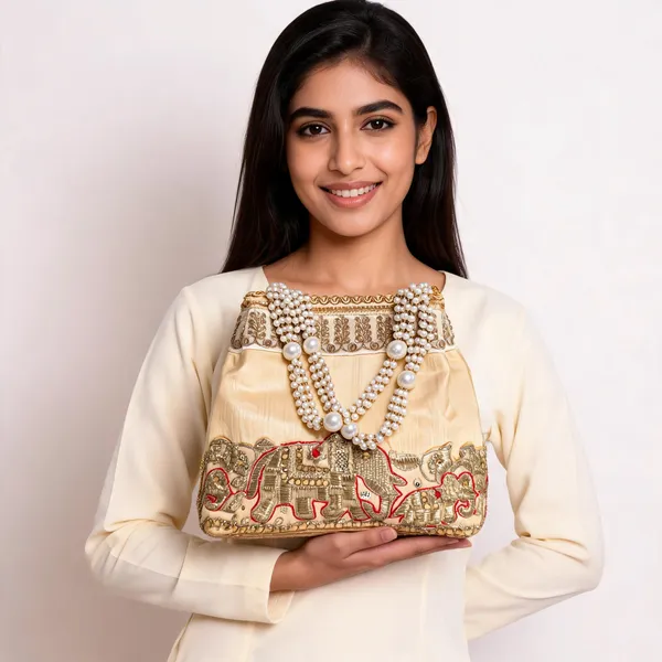 Cream_Silk_Gold_Peacock_Potli_Bag_For_Women