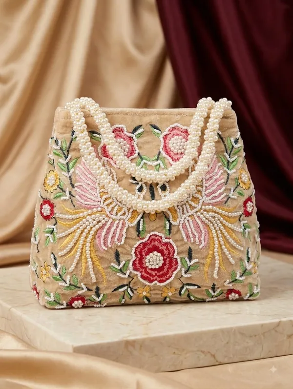 Golden_Velvet_Pearl_Handle_Embroidered_Potli_Bag_For_Women