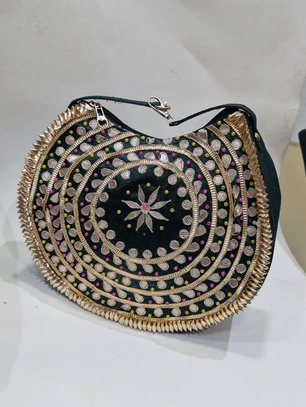 Green_Silk_Gota_Patti_Embroidered_Sling_Bag_For_Women