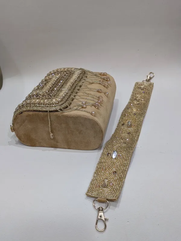 Beige_Silk_Beaded_Embellished_Clutch_Bag_For_Women