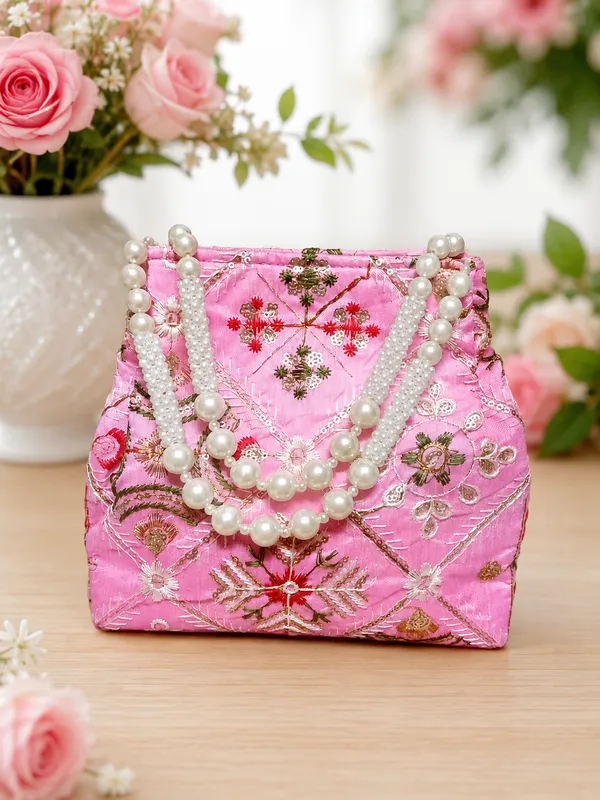 Pink_Floral_Embroidered_potli_clutch_bag