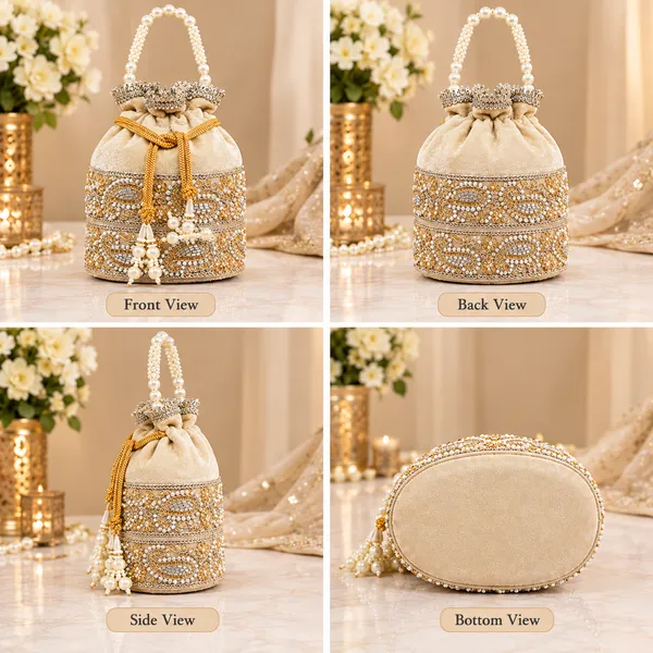 FancyGi_Royal_Cream_&_Gold_Embroidered_Bridal_Potli_Bag_with_Pearl_Handle