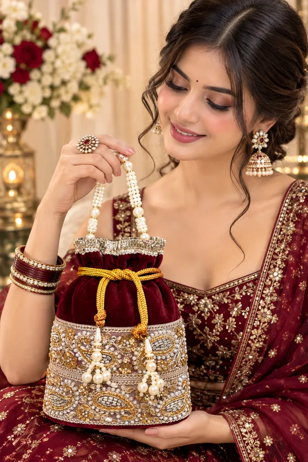 FancyGi_Royal_Maroon_Velvet_Bridal_Potli_Bag_with_Pearl_Handle_&_Golden_Embroidery
