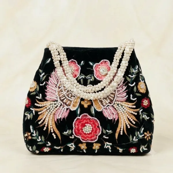 Black_Floral_Bird_Embroidered_Black_Potli_Bag