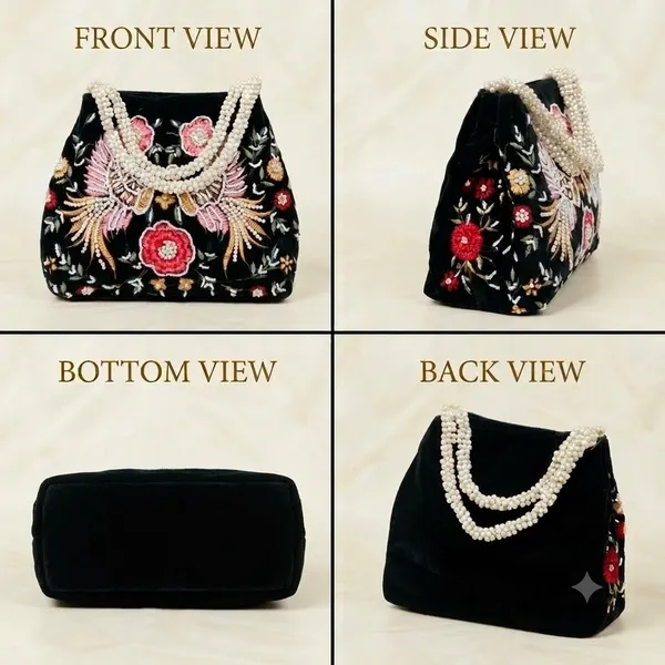 Black_Floral_Bird_Embroidered_Black_Potli_Bag