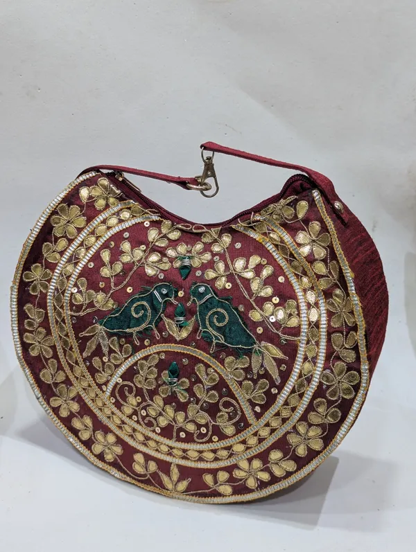 Maroon_Silk_Embroidered_Bird_Motif_Handbag_For_Women