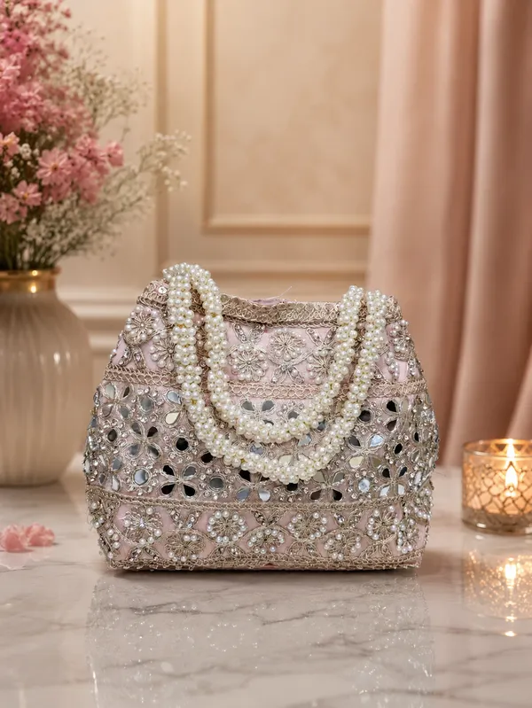 Gajri_Silk_Mirror_Work_Pearl_Handle_Potli_Clutch_For_Women