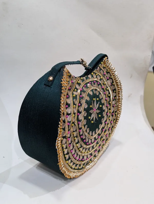 Green_Silk_Gota_Patti_Embroidered_Sling_Bag_For_Women