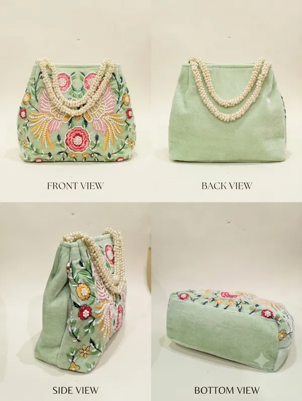 Mint_Green_Velvet_Embroidered_Pearl_Handle_Potli_Bag_For_Women