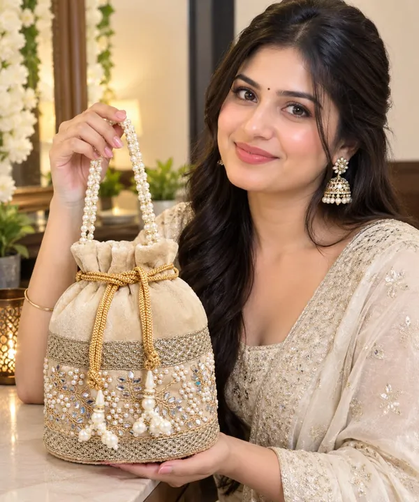 Ivory_Cream_Velvet_Pearl_Potli_Bag_with_Golden_Embroidery