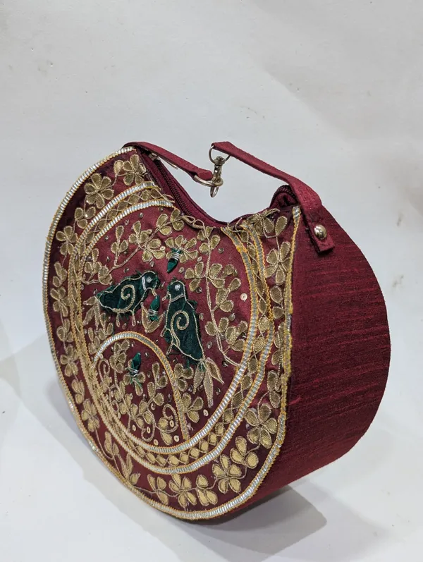 Maroon_Silk_Embroidered_Bird_Motif_Handbag_For_Women