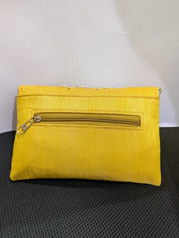 Yellow_Silk_Peacock_Embroidered_Pearl_Clutch_For_Women